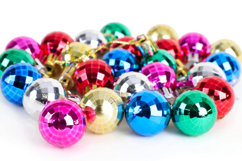 Christmas ConceptsÂ® Pack of 25-25mm Mini Christmas Tree Baubles - Shiny Disco Ball Ornaments (Multi Coloured) - Image 3
